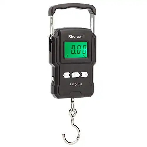 Hängewaage Rhorawill Fishing Scale bis 75 kg für Gepäck und Angelbedarf