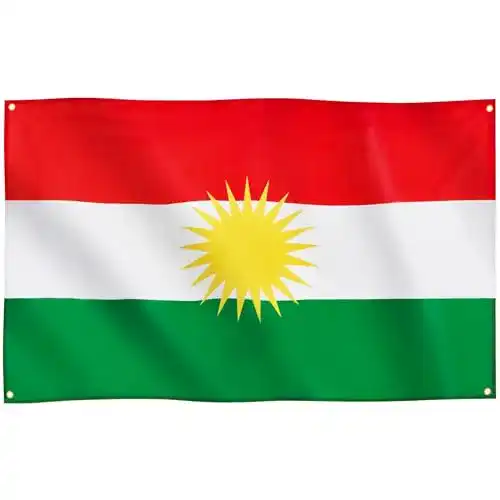 Kurdistan Flagge Runesol, 91×152 cm, kurdische Nationalflagge mit Ösen
