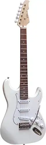 E-Gitarre MSA Elektrogitarre in Weiß mit Massivholzkörper