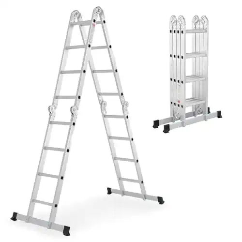 Mehrzweckleiter Juskys Aluminium Multifunktionsleiter mit 4×4 Stufen