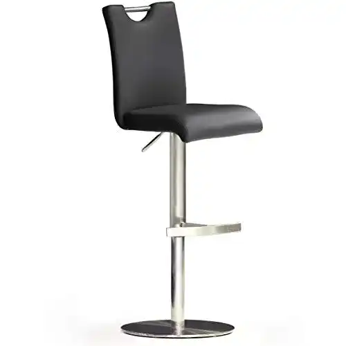 Barhocker Robas Lund in Schwarz mit Lederbezug und Lehne
