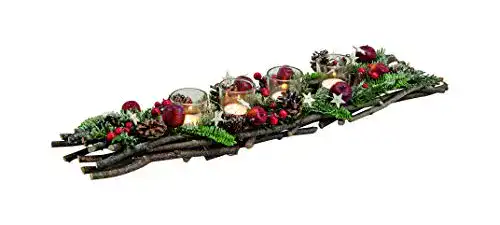Adventskranz Davartis – Längliches Adventsgesteck mit Dekoration