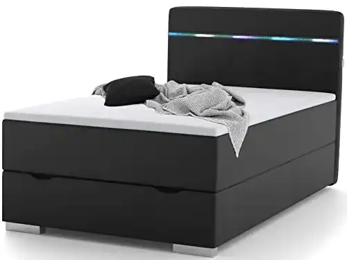 Boxspringbett 120×200 Wonello Monza mit Bettkasten und LED Beleuchtung