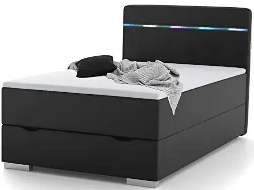 Boxspringbett 120×200 Wonello Monza mit Bettkasten und LED Beleuchtung