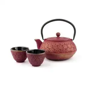 Teeservice Bredemeijer rot asiatisch gusseisern Teekannen Set
