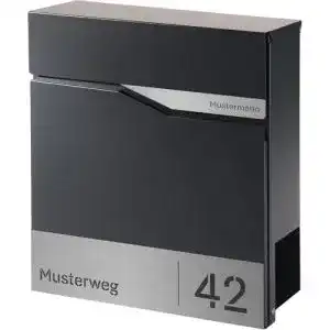 Briefkasten LP&Z Anthrazit mit Zeitungsfach und Gravurplatte