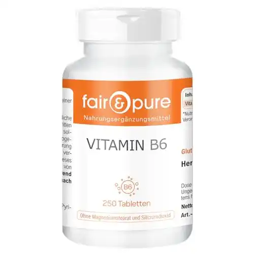 Vitamin B6 Tabletten von Fair & Pure, vegan, Pyridoxin HCl