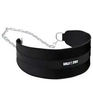 Dip-Gürtel von Gorilla Sports mit Stahlkette für Krafttraining