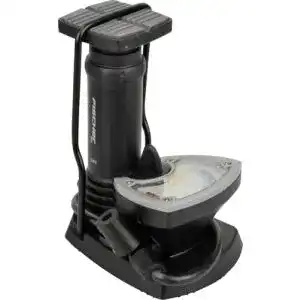 Fischer Fuß-Standpumpe mit Manometer für Fahrradreifen und mehr