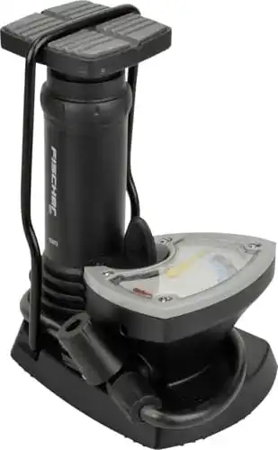 Fischer Fuß-Standpumpe mit Manometer für Fahrradreifen und mehr
