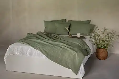 Leinen Bettwäsche Set aus 100% Naturleinen in Grün