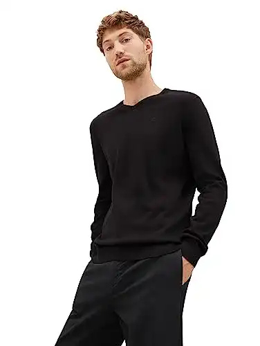 TOM TAILOR Herren 1012820 Basic Strickpullover mit V-Ausschnitt