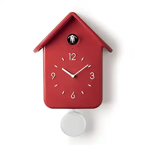 Kuckucksuhr Guzzini QQ mit Pendel in Rot, 24,8 x 12 x 39 cm