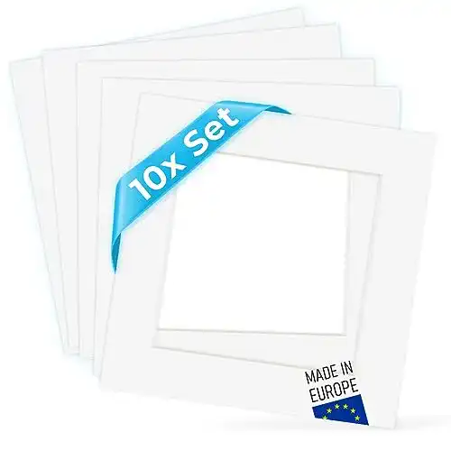 Passepartout Photolini 10×10 außen für 7×7 innen, 10 Stück säurefrei