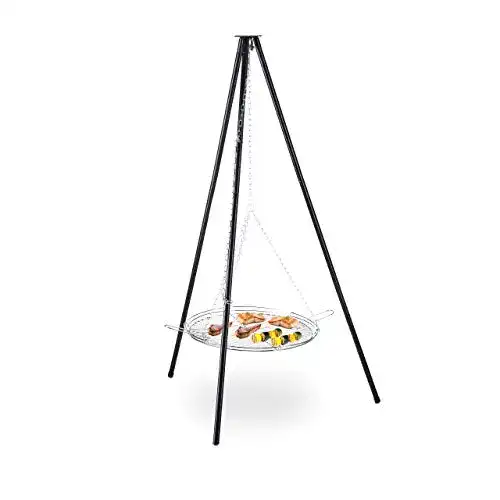 Schwenkgrill Relaxdays mit 52 cm Grillrost aus Stahl und Kettenzug