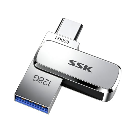 SSK USB-Stick 128 GB mit USB-C und USB-A Anschlüssen