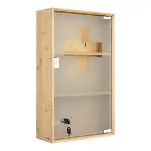 Medizinschrank Navaris – abschließbarer Medikamentenschrank aus Bambus