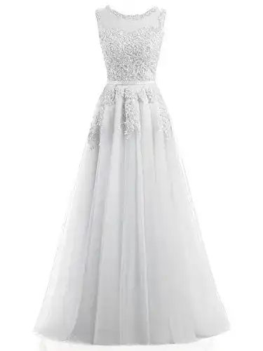 Brautkleid Ever Love Unisex A-Linie Lang Spitze Tüll Rückenfrei