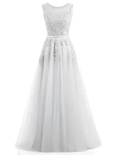 Brautkleid Ever Love Unisex A-Linie Lang Spitze Tüll Rückenfrei