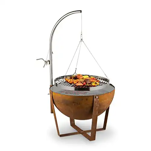 Blumfeldt Fire Globe Feuerschale mit Grill und höhenverstellbarem Grillring
