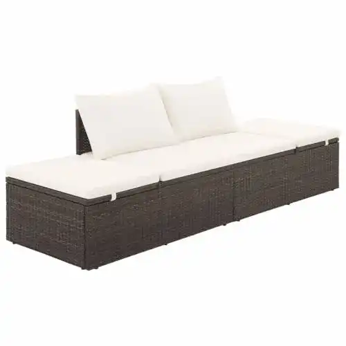 Rattansofa vidaXL Sonnenliege aus Poly-Rattan in Braun für den Garten