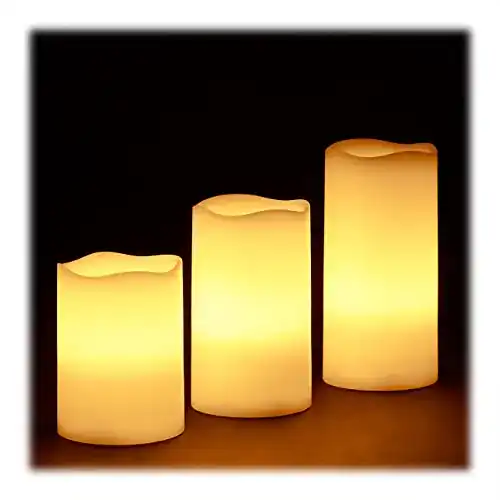 LED Kerzen Set aus Echtwachs von Relaxdays, 3 Stück, elektrisch