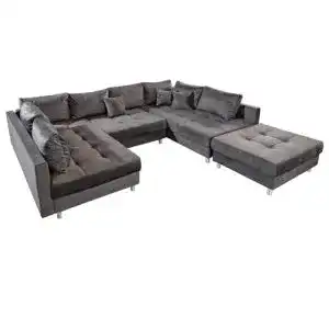U-Sofa Riess Ambiente Wohnlandschaft Kent 305 cm grau Samt