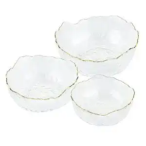 Glasschüssel Set mit goldenem Rand in 3 Größen aus Glas