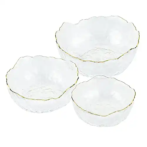 Glasschüssel Set mit goldenem Rand in 3 Größen aus Glas