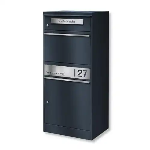 Metzler Edelstahl Briefkasten mit Paketbox in Anthrazitgrau