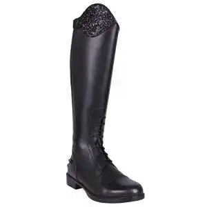 Lederreitstiefel Qhp Romy Junior für Kinder, Schwarz (Größe 35)
