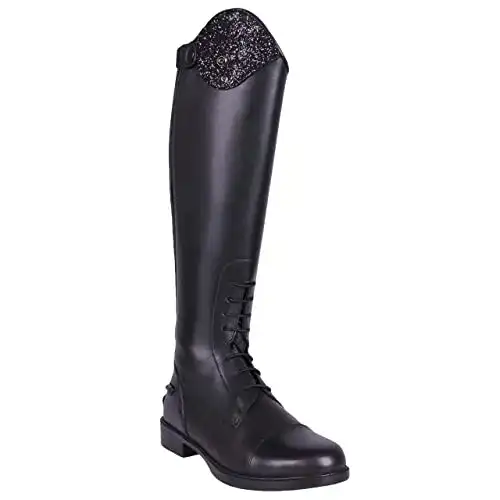 Lederreitstiefel Qhp Romy Junior für Kinder, Schwarz (Größe 35)