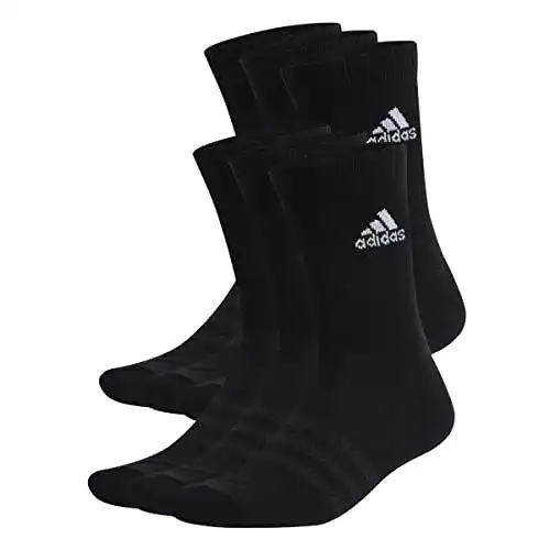 Adidas Unisex Crew Socken mit Polsterung, 6 Paar, Schwarz