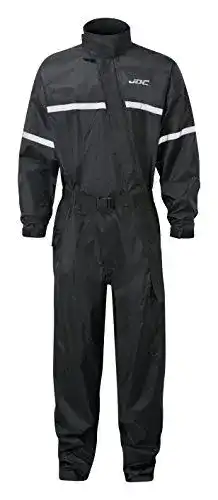 Motorrad-Regenkombi JDC – Wasserdichter Regenschutz in Schwarz, Größe L