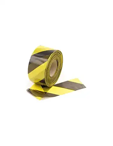 Absperrband gelb-schwarz von Perel, 500 m Länge, 80 mm Breite