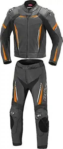 Büse Imola 2-Teiler Motorrad Lederkombi in Schwarz und Orange, Größe 52
