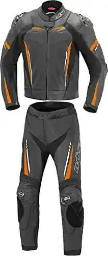 Büse Imola 2-Teiler Motorrad Lederkombi in Schwarz und Orange, Größe 52