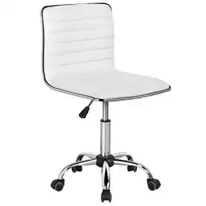 Yaheetech Weißer Ergonomischer Bürostuhl mit Drehfunktion und Kunstlederbezug