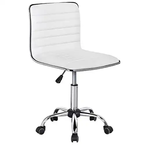 Yaheetech Weißer Ergonomischer Bürostuhl mit Drehfunktion und Kunstlederbezug