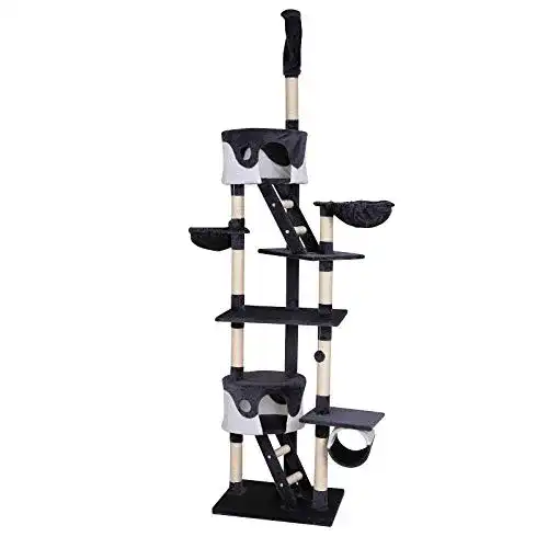 Kratzbaum deckenhoch Lionto XXL für Katzen mit Sisal und Plüsch