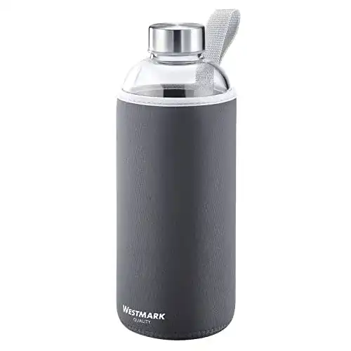 Trinkflasche aus Glas von Westmark 1 Liter Volumen, anthrazit