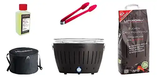 LotusGrill Starter-Set Classic Holzkohlegrill Anthrazitgrau