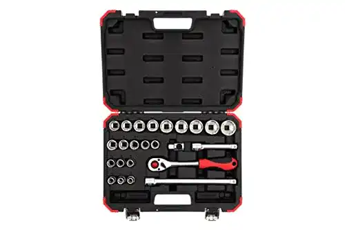 Steckschlüsselsatz 1/2 Zoll Gedore Red, 24-teilig, mit Ratsche und Zubehör