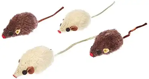 Nobby Plüschspielmaus mit Rassel, 5 cm, 4 Stück