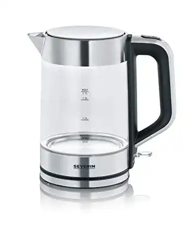 Severin Wasserkocher aus Glas und Edelstahl, 1,7 l, kompakt