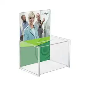 Spendenbox Sigel VA150 mit Einstecktafel für A4 aus Acryl