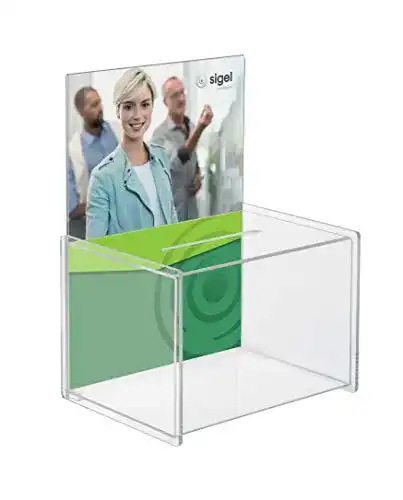 Spendenbox Sigel VA150 mit Einstecktafel für A4 aus Acryl