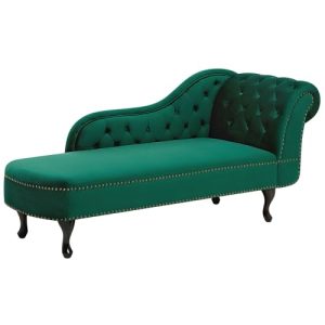 Récamiere Beliani Retro Chaiselongue Samtstoff rechtsseitig grün