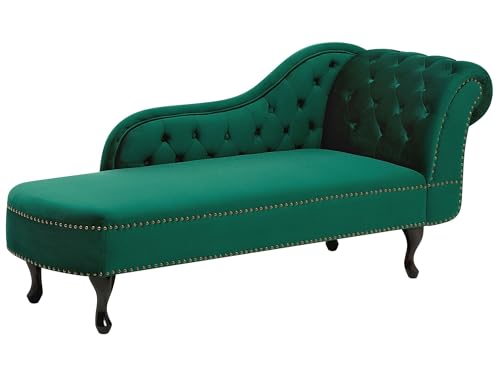 Récamiere Beliani Retro Chaiselongue Samtstoff rechtsseitig grün