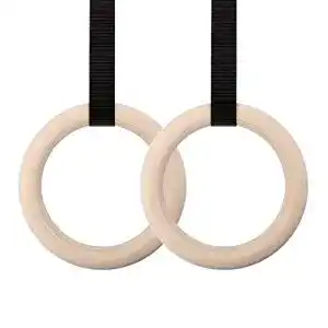 Trapezschaukel und Turnringe aus Holz für Gymnastik und Fitness